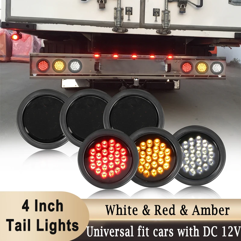 

4 inch 12V Universal LED Rear Bumper Light Stop Turn Signal Backup Reverse Light for Trucks Trailers Tractors Dump Truck Bus