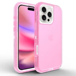 Durable Clear Shockproof Rugged Phone Case - Heavy Duty Anti-Scratch Protection for iPhone 15 (Transparent pink)