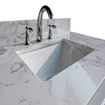 Luxurious White Stone Bathroom Vanity Top 43