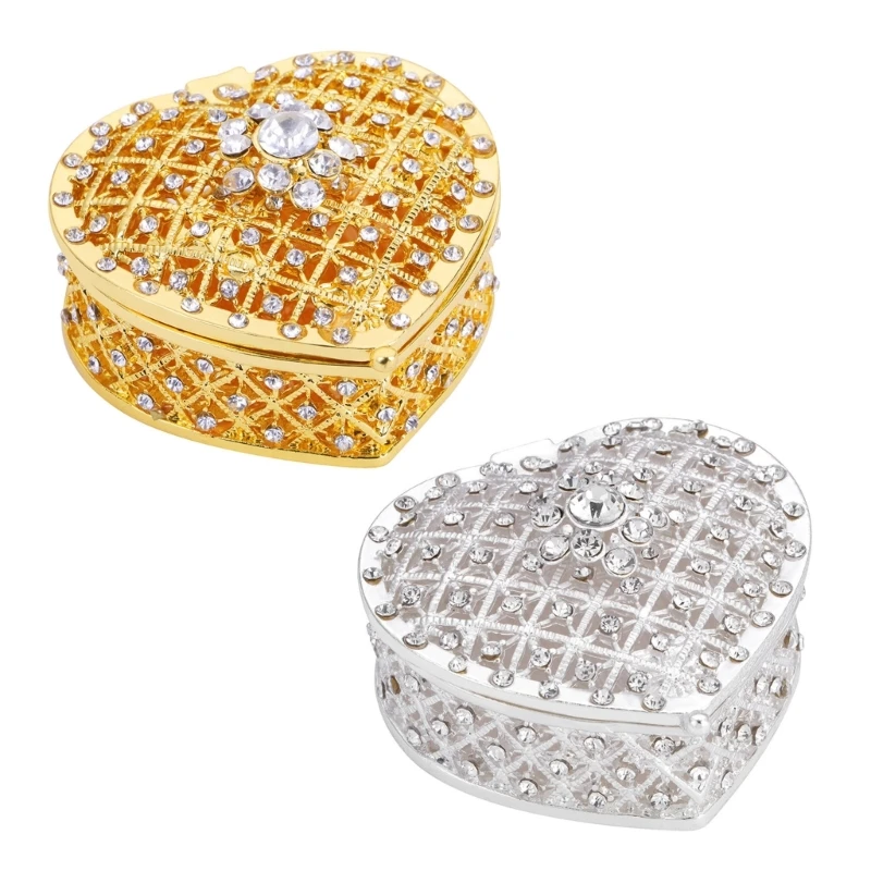 

F42F Trinket Display Heart Shaped Jewelry Box Dainty Candy Box with Lid Jewelry Holder Box