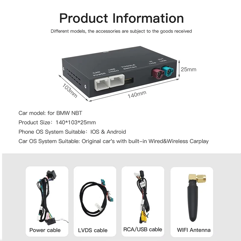 Kabelloses CarPlay Android Auto Box für BMW 1 2 3 4 5 6 7 Serie X1 X3 X4 X5 X6 MINI F56 F15 F16 F25 F26 F48 F10 F22 F20 F30 F32 – Detail 12