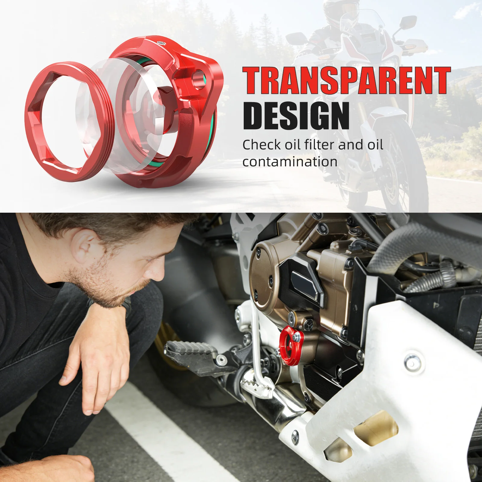 Ölfilter-Abdeckkappe für Honda 2020–2026 CRF 1100 CRF1100L Africa Twin /Adventure Sports DCT CRF1000L Africa Twin /ADV 2016–2019 – Detail 4