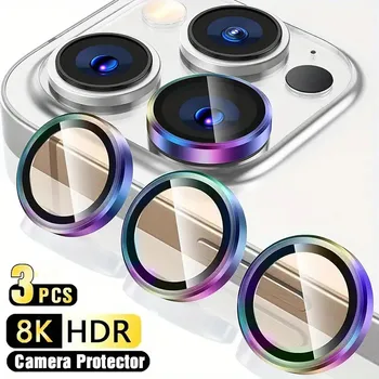 3Pcs Metal Lens Protector Glass For iPhone 16 13 12 11 14 15 Pro Max Mini Camera Lens Protection Film For iPhone 16 14 15 Plus 1