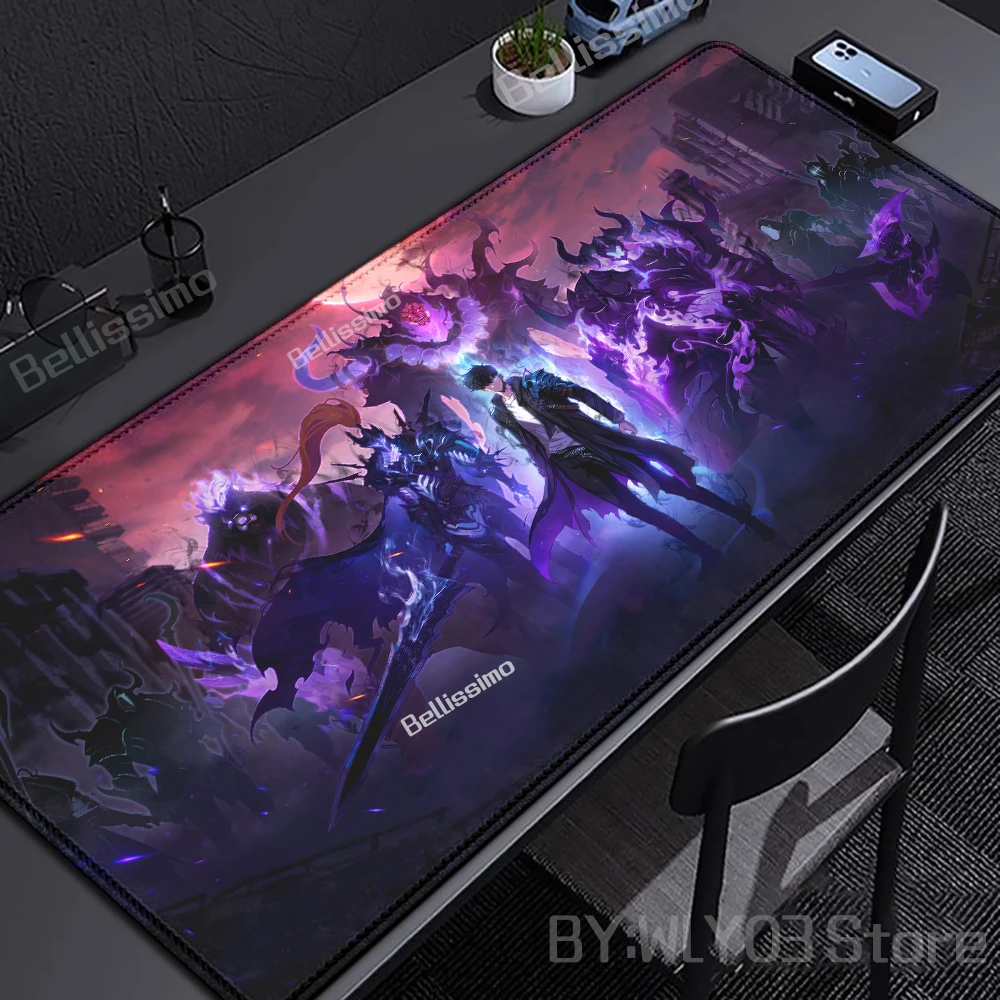 Premium Anime Solo Leveling Gaming Desk Mat - Extra-Large Non-slip HD Mouse Pad with Locking Edges (90x40cm)