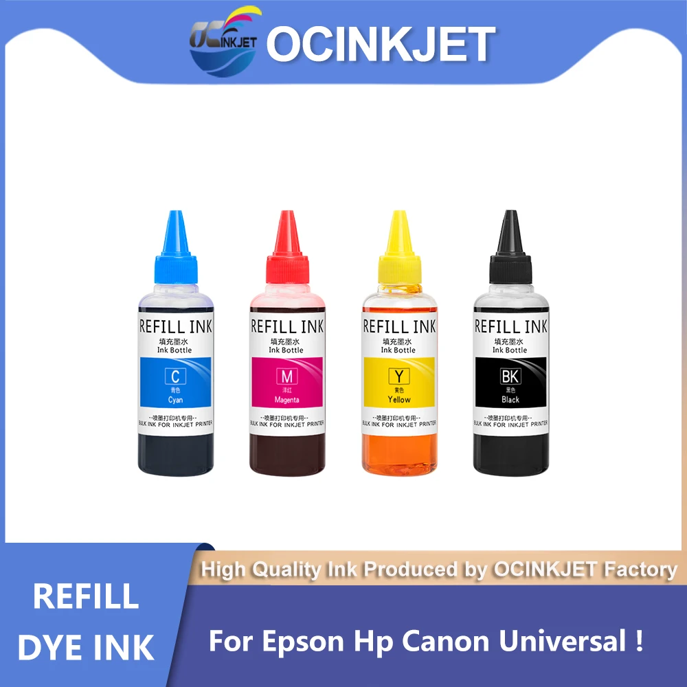 

OCINKJET 100 мл чернила для краски, универсальные чернила для заправки, Подходит для Epson HP Canon Brother Deskjet, набор из 4 цветов
