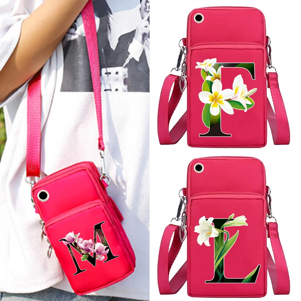 

Mobile Phone Bag Wallets Shoulder Messenger Bags Apple/Huawei Universal Cell Phone Storage Packet Flower Color Print Wrist Pack