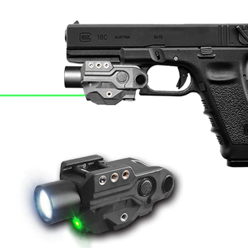 

Tactical Weapon Gun Light 450lm Strobe Flashlight with Green Laser Sight Combo for Compact Full Size Pistol Taurus g2c Glock 17