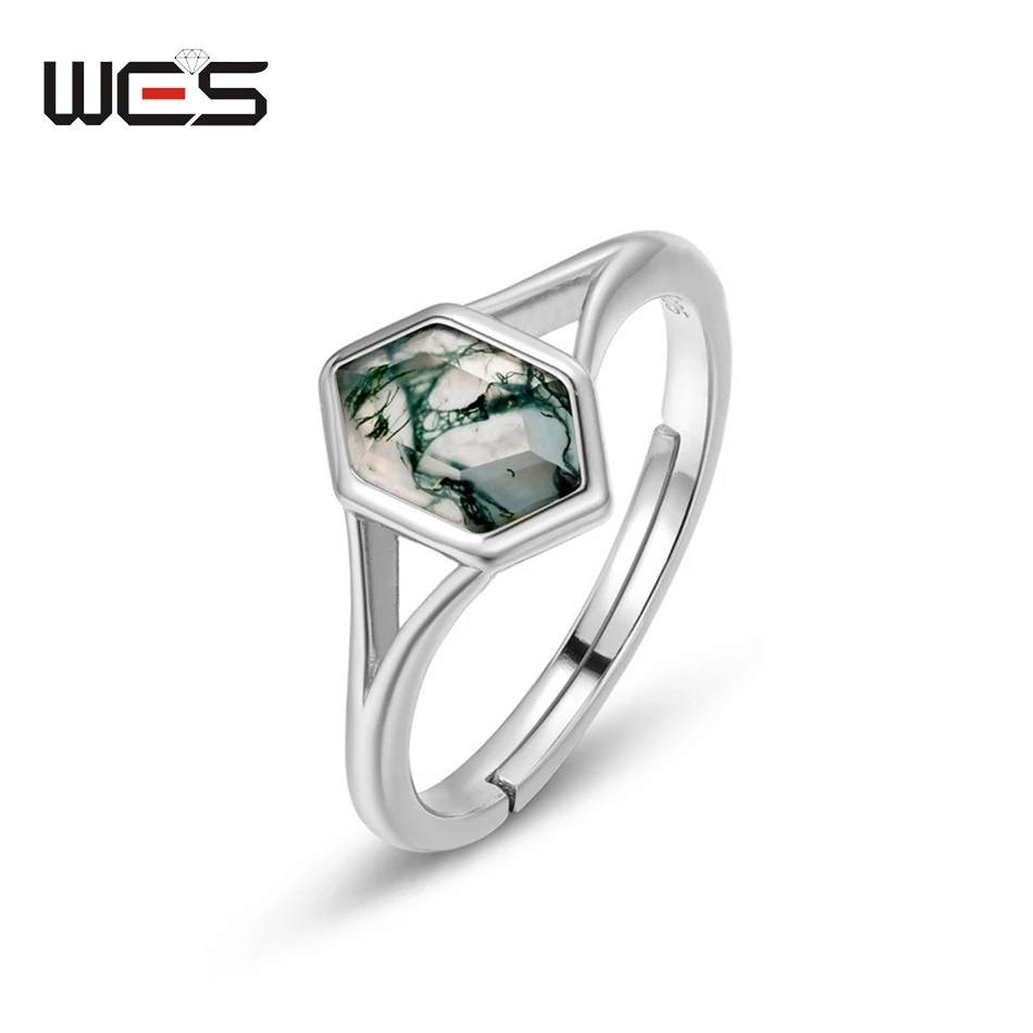 WES 925 Sterling Silver Moss Agate Ring for Woman Luxury Wedding Jewelry Gemstone 5*8mm Party Wedding Gifts Fine Jewelry Trendy WES 925 Sterling Silver Moss Agate Ring for Woman Luxury Wedding Jewelry Gemstone 5*8mm Party Wedding Gifts Fine Jewelry Trendy