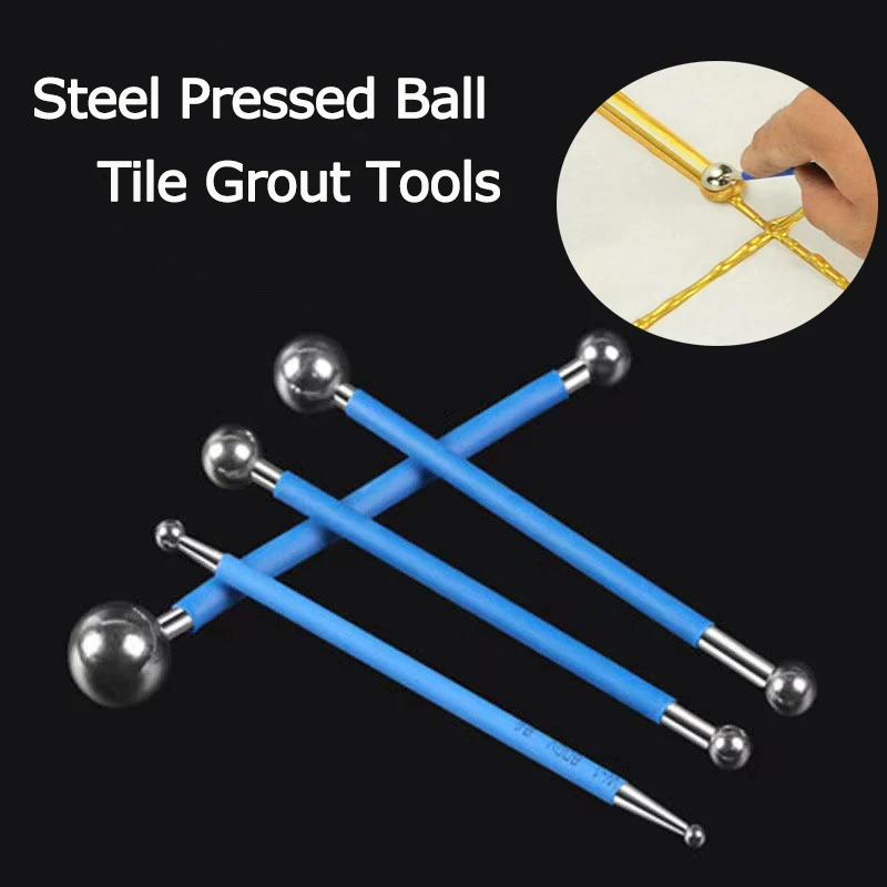 4pcs DIY Tile Grout Floor Tool Stainless Steel Polymer Clay Tool Pressure Seam Stick Texture Roller Filling Pressing Sewing Tool