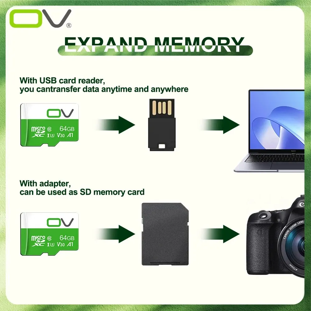 OV 오리지널 마이크로 SD XC 플래시 메모리 TF 카드 C10 V30 U3 고속 카드, 드론 카메라 선물용 4K 비디오 카드, 512GB, 256GB, 128GB, 64GB