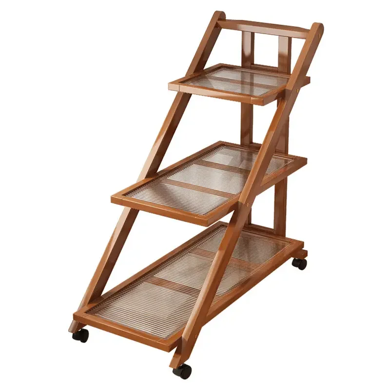 Simple Rolling Storage Cart Foldable Multi-Functional Coffee Table Eco-Friendly Durable Organizer for Living Room Mobile Storage