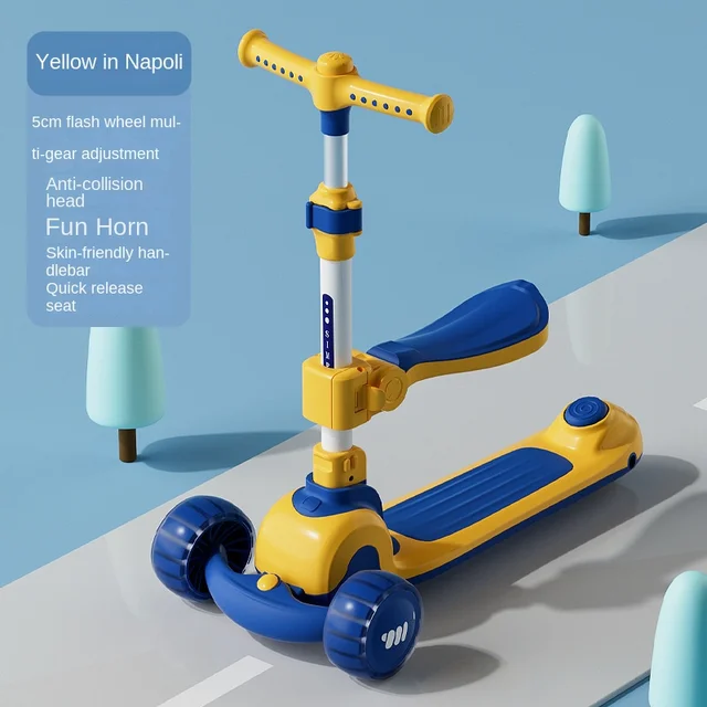 LazyChild 2-12 Years Old Children's Scooter Foldable Flashing Bicycle Multi-Function Three-Wheeled Scooter DropShipping 6