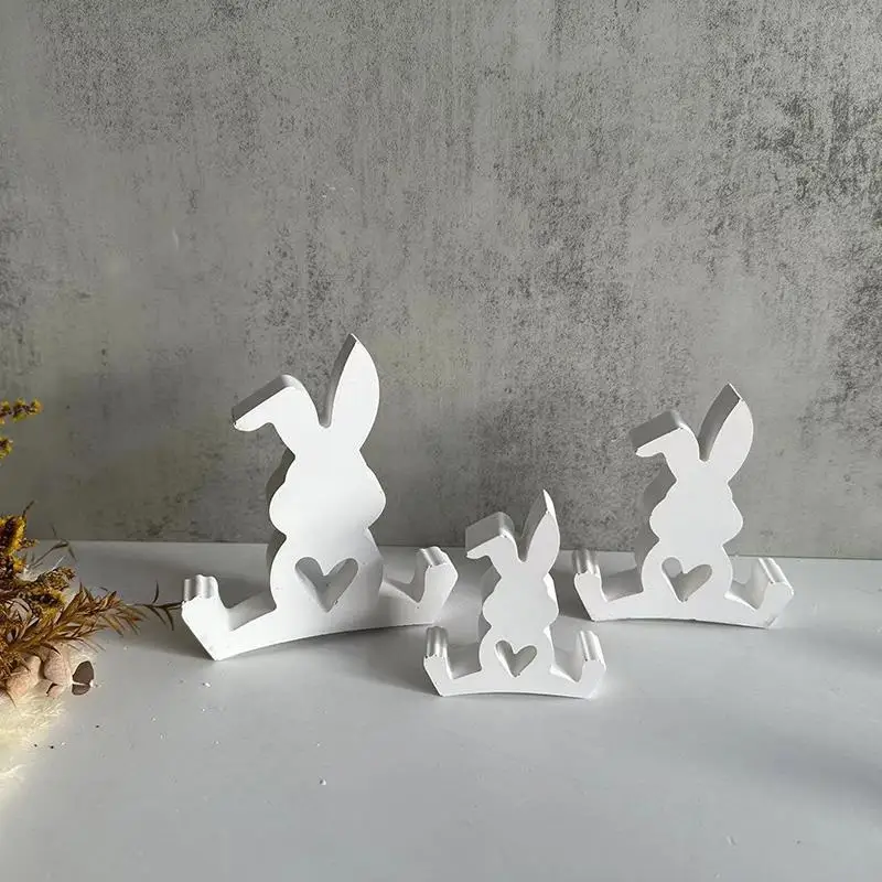 Easter Cute Rabbit Bunny Silicone Mold Candle Ornaments Aromatherapy Plaster Expory Resin Molds Cement Gypsum Clay Home Decor
