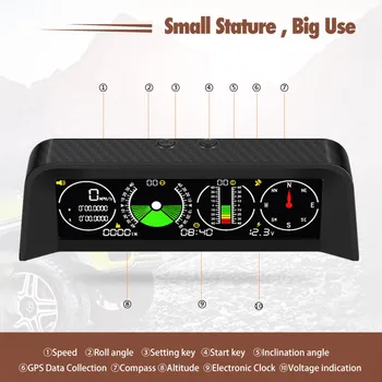 x90 digital gps/obd2 speed pmh kmh slope meter inclinometer car compass