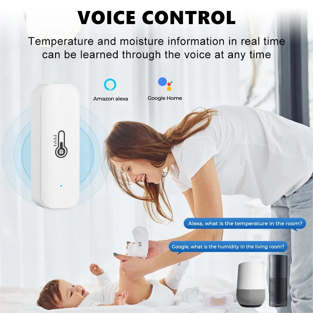 Smart Temperature Humidity Sensor Tuya WiFi ZigBee Thermometer Hygrometer APP Remote Alarm Work with Alexa Google Home