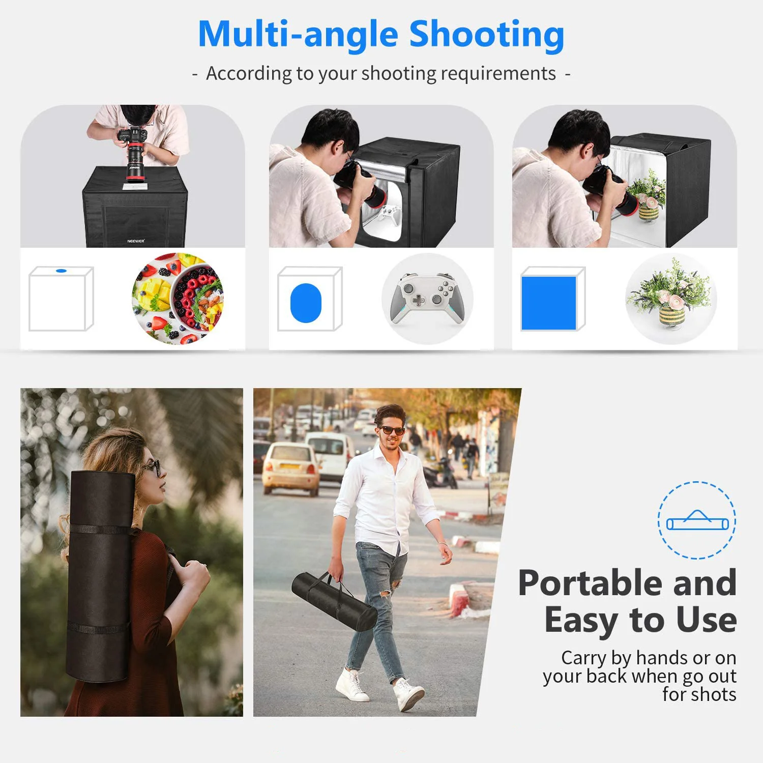 Photo Studio Light Box 40cm Portable Softbox With 3 Colors Background For Studio Photography LED Light