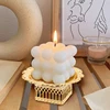 Metal Golden Square Foot Tray Fruit Plate Snack Tray Afternoon Tea Cake Plate Stainless Steel Hollow High Foot Tray Storage Tray 6