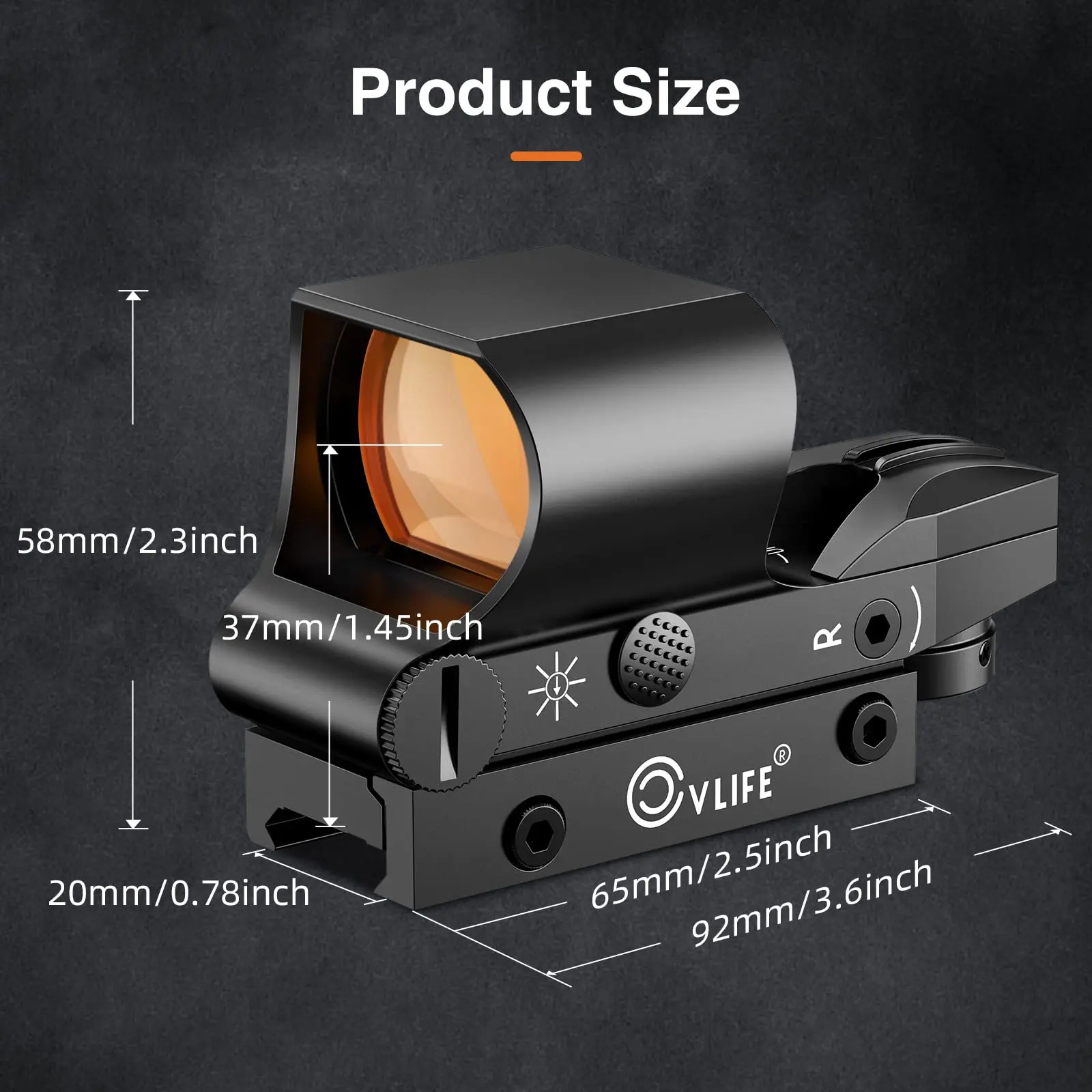 Reflex Sight CVLIFE Reflex Sight 1x28x40mm Red Dot Sight Fit Rifle 4 Adjustable Reticles for 20mm Picatinny Rail Hunting