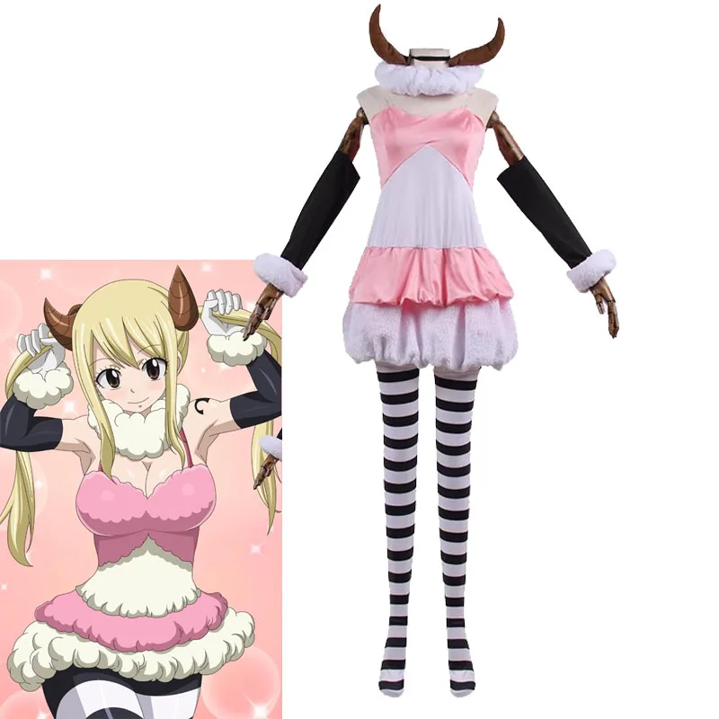 Anime Fairy Tail Lucy Heartfilia Cosplay Costume Girls Christmas Uniform  Dress