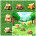 5pcs Tree Stump