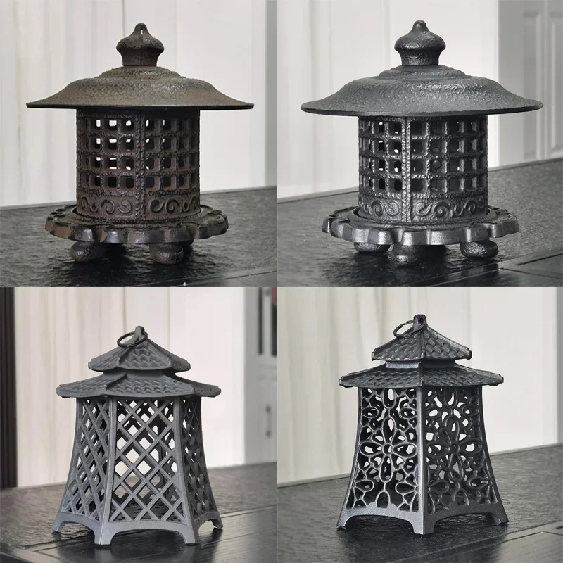 Retro palace lantern xuejian lamp wrought iron glass candle holder traditional decoration nostalgic cast iron building chang'an lamp