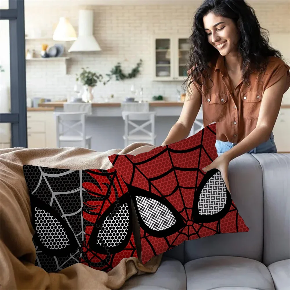 Black White Cool Pillow Covers Sofa Decorative Home HOT Marvels Spiders Man Double-sided Printing Short Plush Cute Cushion Cover 3