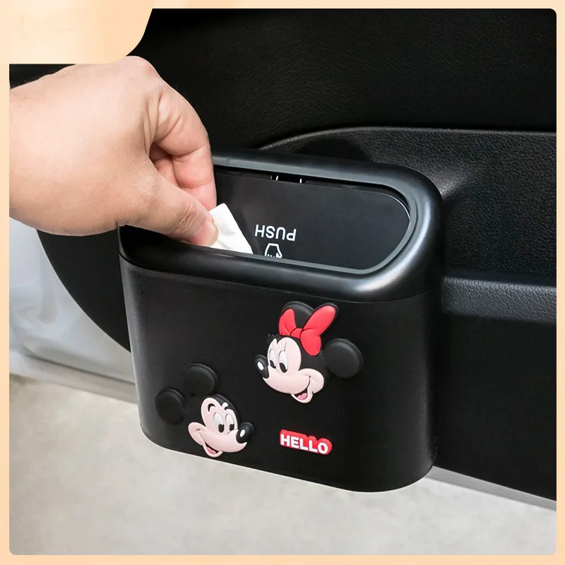 Disney Anime Mickey Minnie Mouse Car Trash Can Cute Corgi Car Storage Bucket Auto Interior Accessories