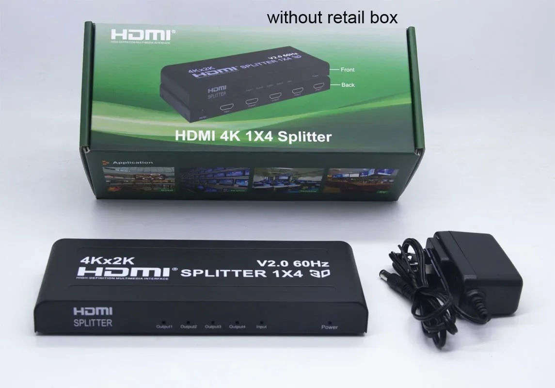 V2.0 4K 60hz HDMI Splitter 1x4 4kx2k 3D HDMI Splitter 1x4 1 In 4 Out Video Converter for PS4 STB DVD Camera PC To 4 TV Monitor