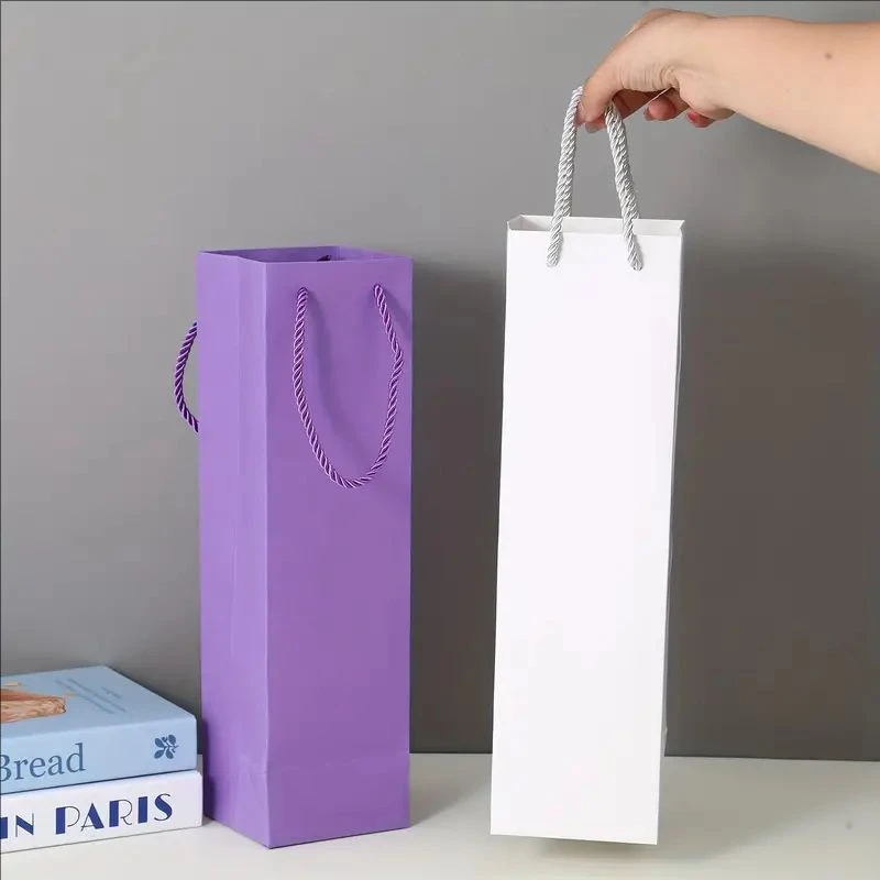 7/8 PCS Solid Color Thickened Wine Bags, Elegant Reusable Cardboard Tote Gift Bags for ... - SKU RCTB1715 - UGI Packaging