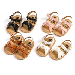 Baby Girls Open Toe Sandals Summer Knotted Twist Soft Non-slip Walking Shoes Cute Toddler Newborn Infant Shoes Sandals