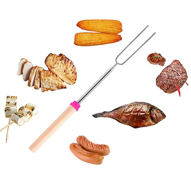 D2 8Db Grillező Nyársai Kempingkészletek Kiterelhető Pörkölők Rozsdamentes Acél Grill Teleszkópos Smores Nyárs - Image 3