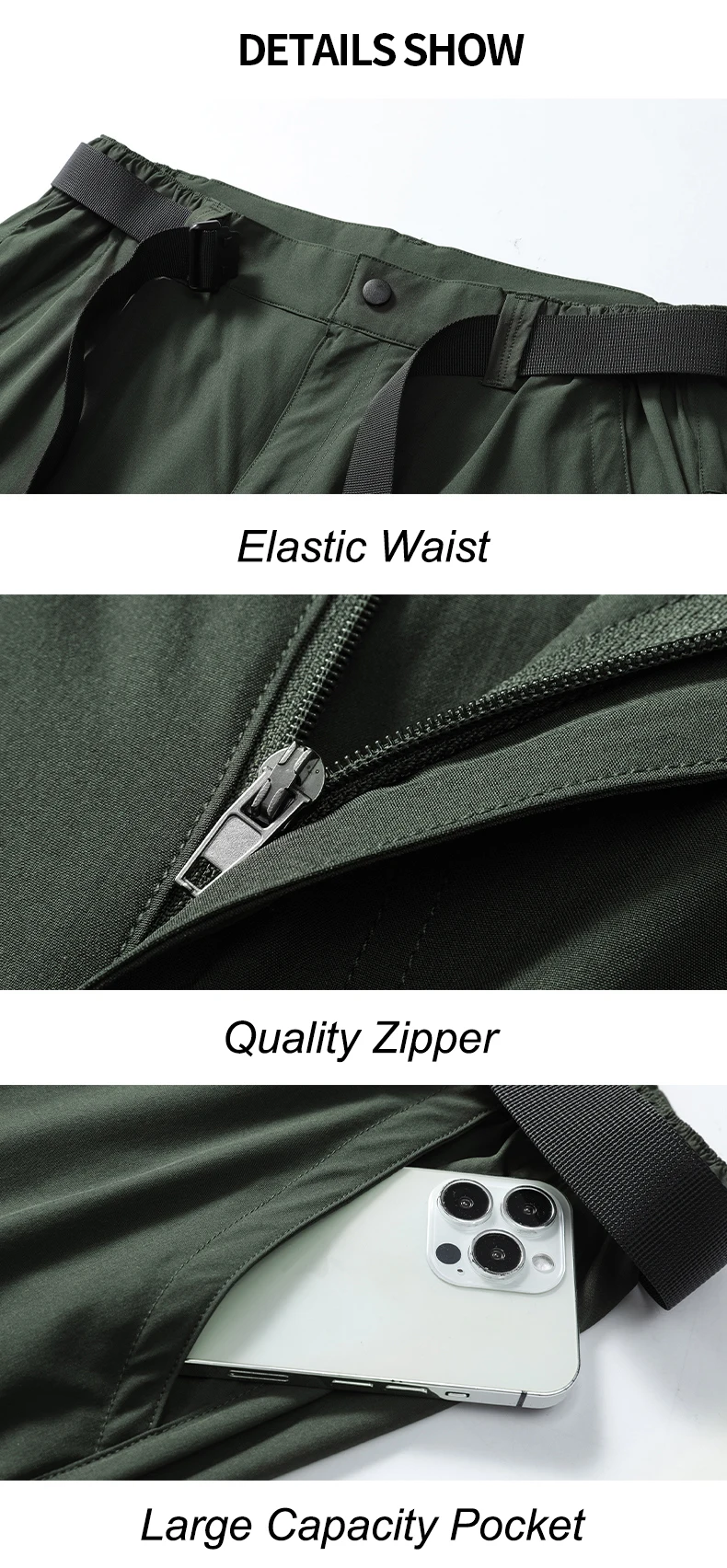 Men's Convertible Quick Dry Hiking Pants with Detachable Legs