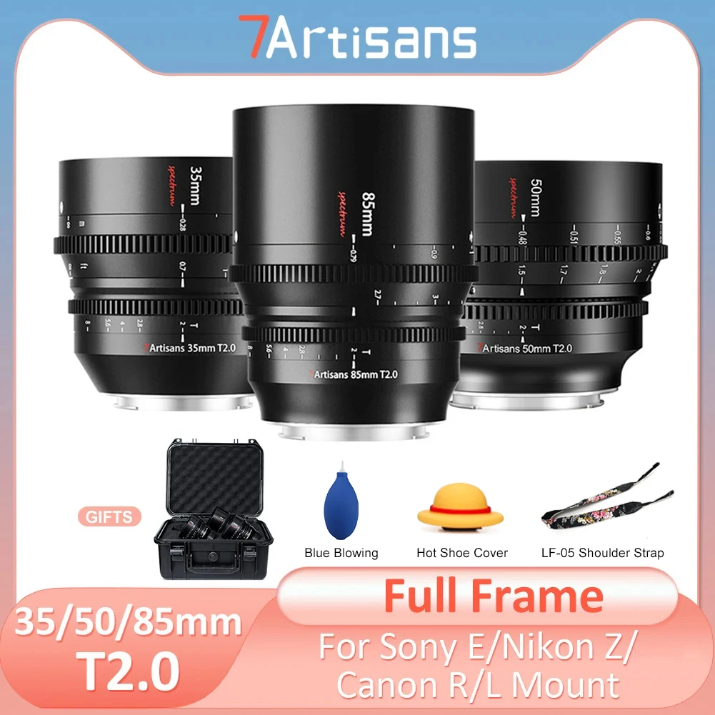 7 Artigiani 35Mm 50Mm 85Mm T2.0 Grande Apertura Full Frame Cine Lens Per Canon R Sony E A7Miv Nikon Z Zcam Panasonic Sigma Leica L