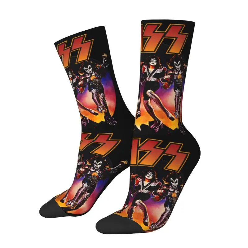 Rock Kiss Band Dress Socks Mens Womens Warm Funny Novità Heavy Metal Music Crew Socks