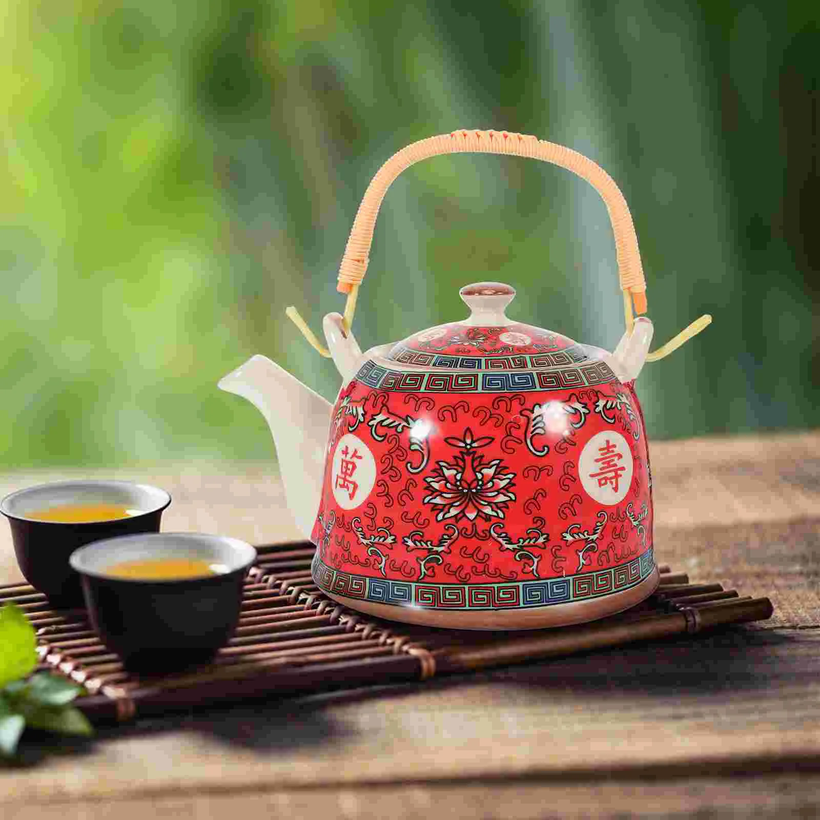 

Tea Kettle Ceramic Small Pot Desktop Teapot Decor Enamel with Handle Ceramics Hotel Home