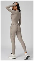 Yoga Bodysuit Long Sleeved Women's Tracksuits Gym Zipper Jumpsuits Sports Workout High-intensity Fitness One-piece Tights Suit - Image 4
