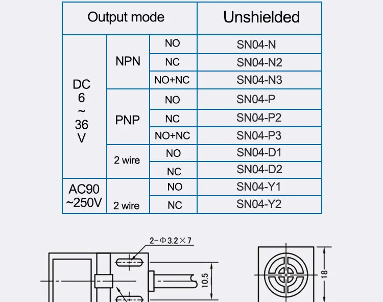 SN04, response time less than 2ms, inductive, proximity switch, PNP/NPN, DC 6V-36V, AC 90-250V, distance: 5mm, waterproof outdoor light switch timer