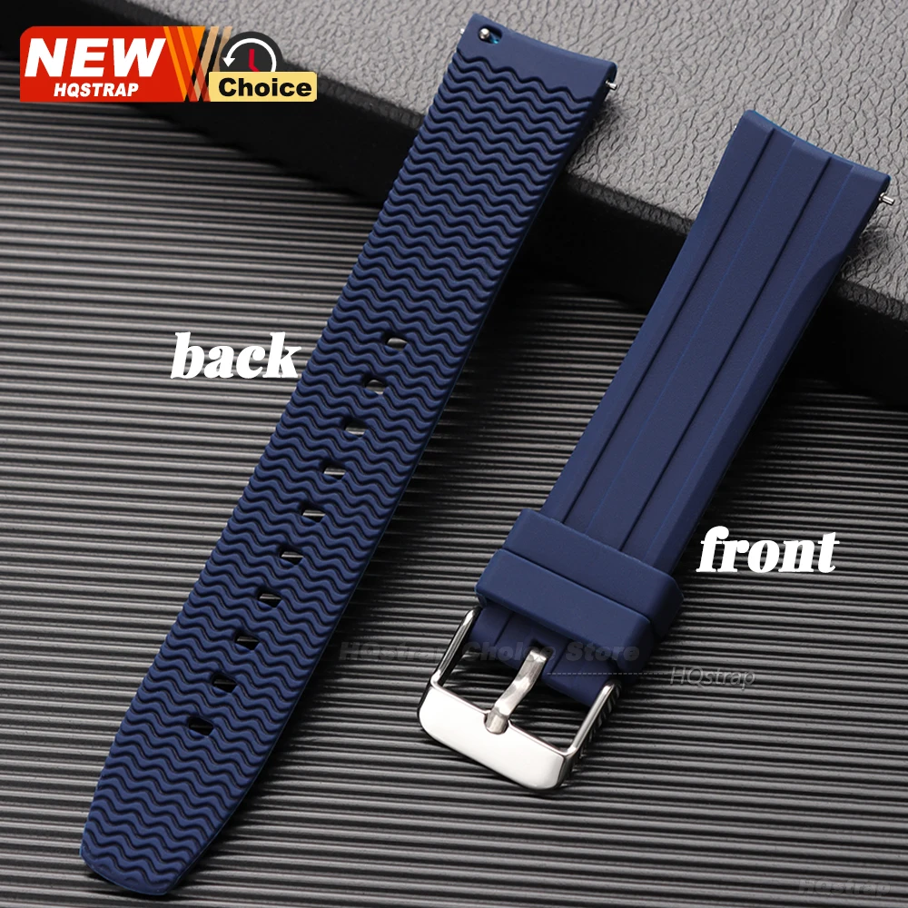 Curved End Waterproof Silicone Watch Strap Belt - Universal Wristband