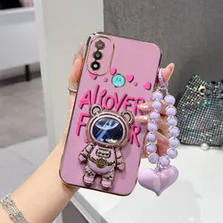 Floral Phone Case Set with Bead Lanyard and Stand - 3 Piece Collection - Motorola Moto G13 (PURPLE)