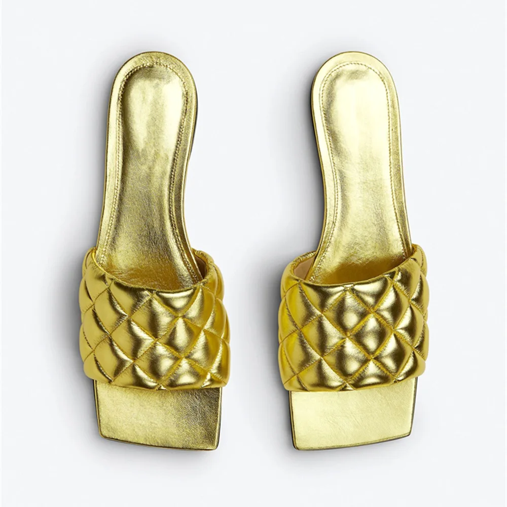 2023 Summer New Low Heel Square Head Colorful Lingge Women's Sandals Foreign Trade Large Open Toe Slippers Women's Shoes