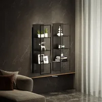 Bar Furniture Nordic Iron Storage Wine Rack Wall-mounted Wine Cabinets with Light Home Display Rack Multi-layer Bookshelf N 5