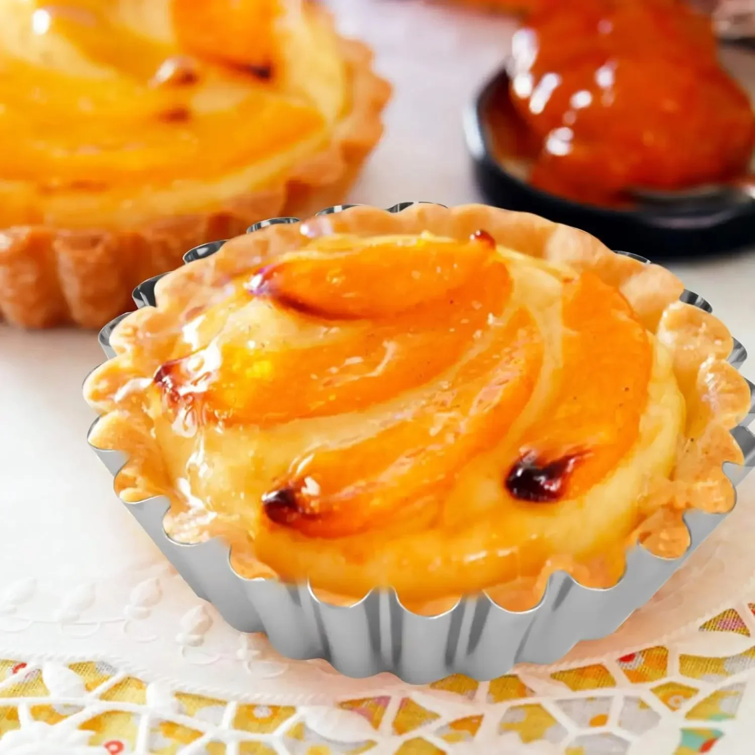 10PCS Elstahl Torte Cupcake Muffin Form Wierverwendbare Nicht-stick Run Pie Dose Für Backen Quiche Pie Ei Pudding Backen Werkzeuge