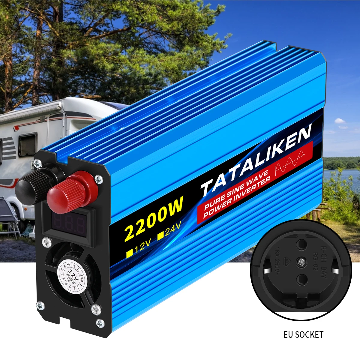 carregador, adaptador EU soquete, 1600W-8000W, DC 12V, 24V a AC 220V, 50Hz
