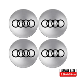 Set of 4 Premium 56mm Car Wheel Center Hub Cap Stickers (Audi - Silver black)