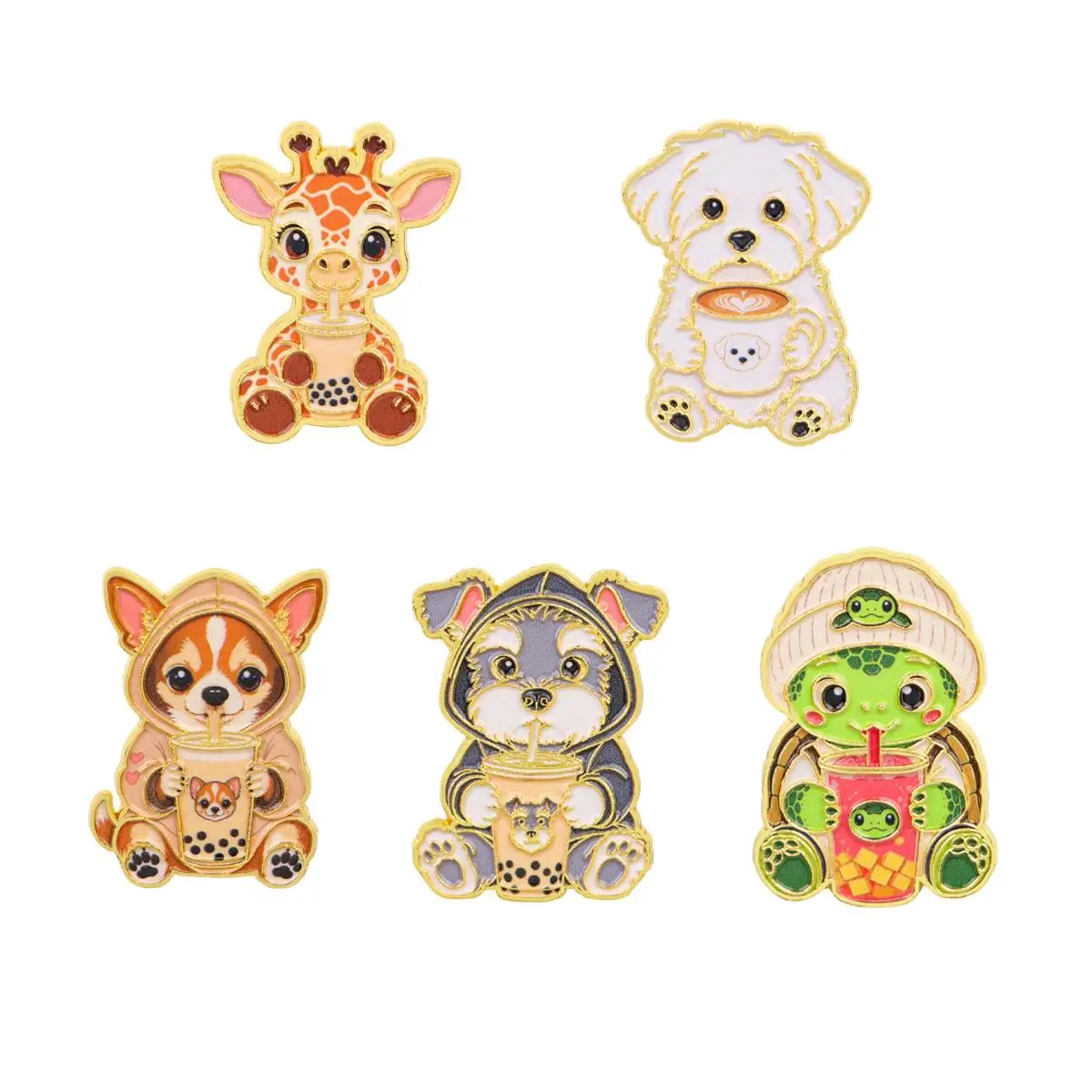 Charming Cartoon Animal Enamel Pin Brooch - Adorable Puppy Otter Design for Backpacks and Clothing Accessories