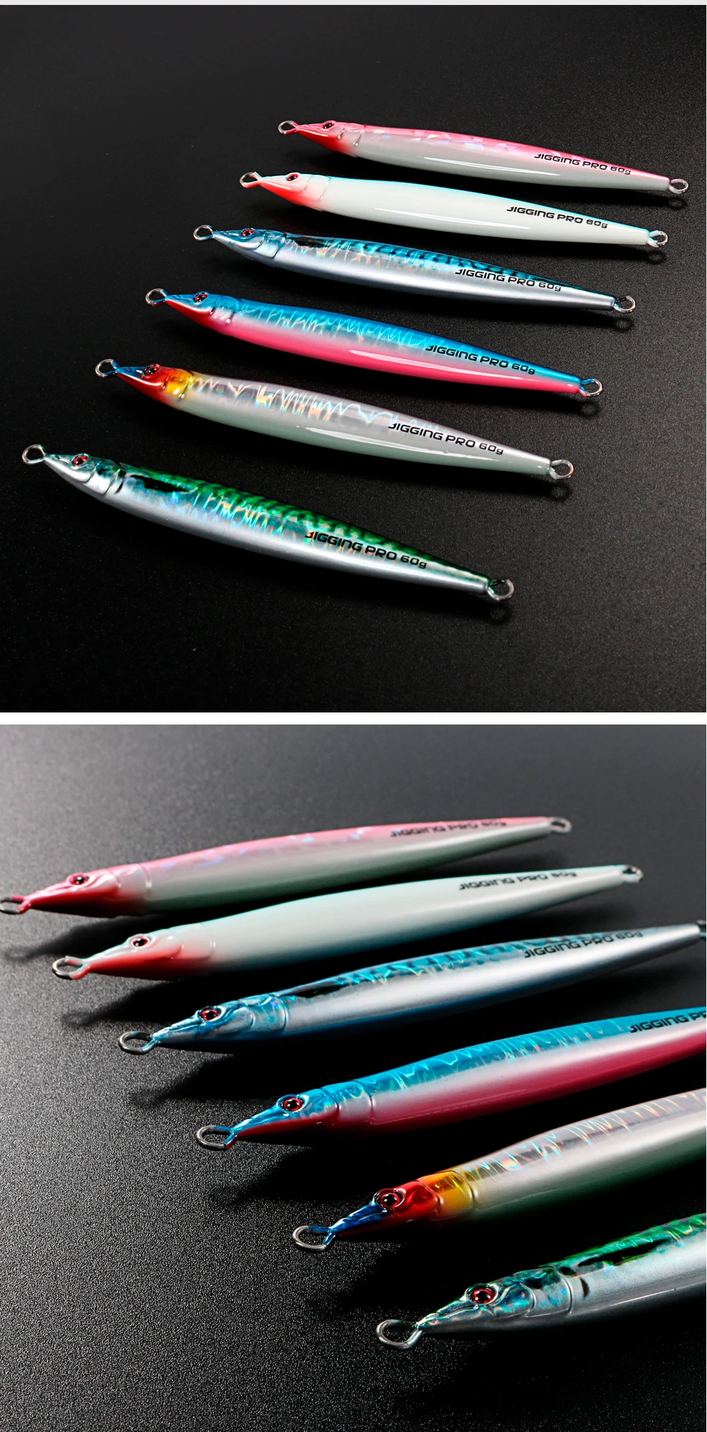 JIGGING PRO 60g 80g 100g Slow Jigging Köder Horizontal Fallender Metall-Jig Angelköder Salzwasser-Angelausrüstung – Detail 9
