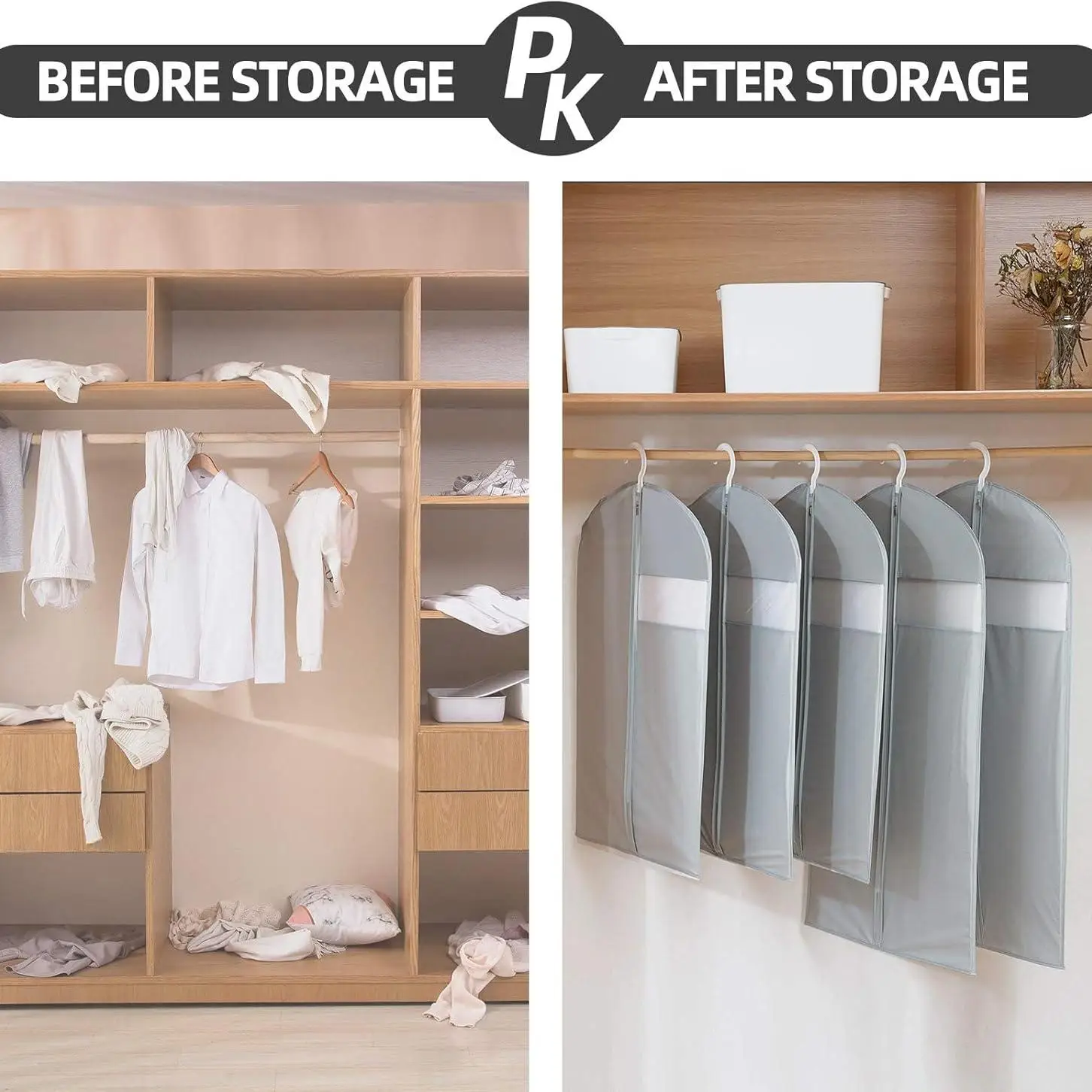 Garment covers Garment Suit Hanger Cover Bag Zipper Closet Storage Dust Coat Cover Hanging Clothes Breathable Dress Gown Bag