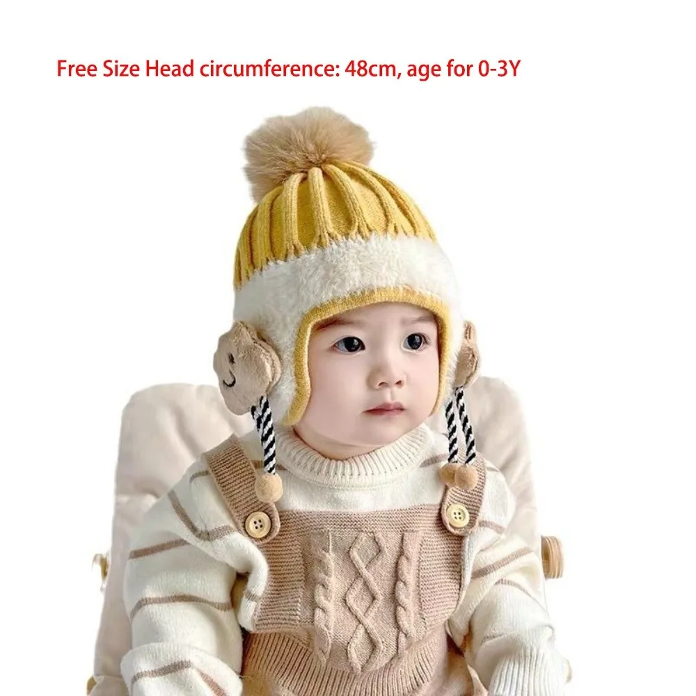 Warm Knitted Bear Hat for Kids Cold Weather