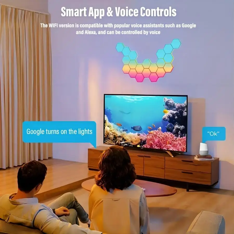 LED Hexagonal Quantum Lamp Smart Wall Panel Light RGBIC RGB Dream Color WIFI APP Voice Control Music Sync Work With Alexa Google led light led panel