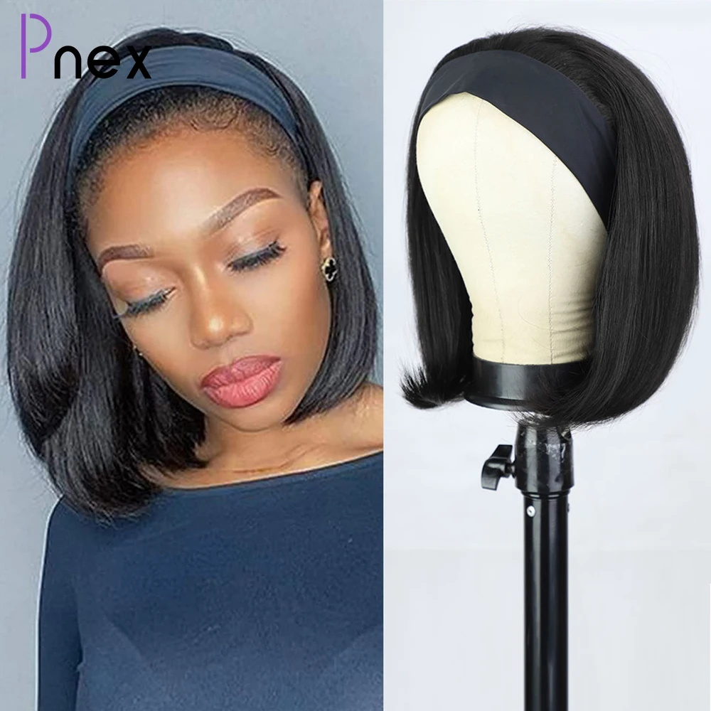 

Headband Bob Wig Straight Human Hair Headband Wig Glueless Brazilian Short Bob Human Hair Scarf Wigs For Women Full Machine Made